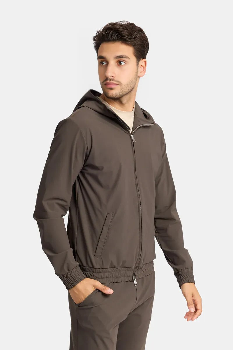 Chestnut Brown Hooded Tech Vest